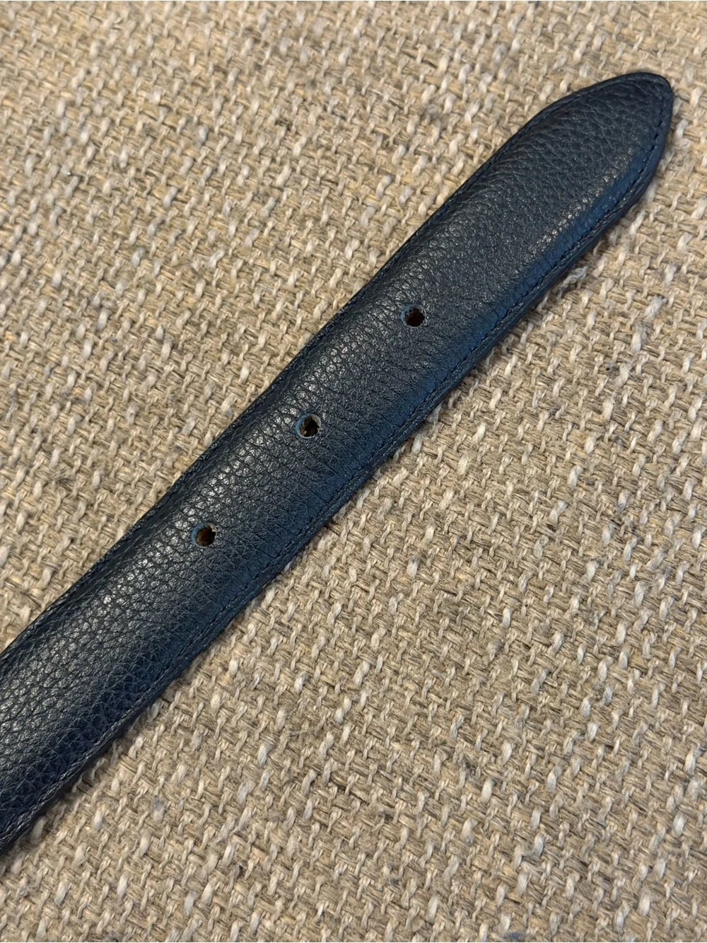 EUC - Longchamp Vintage Navy Leather Belt with Silver Buckle & Hardware